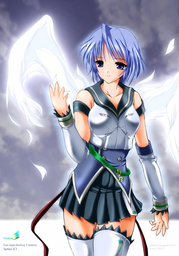 1girl, 2000s_(style), archived_source, ashita_yaru, black_sailor_collar, black_skirt, blue_corset, blue_eyes