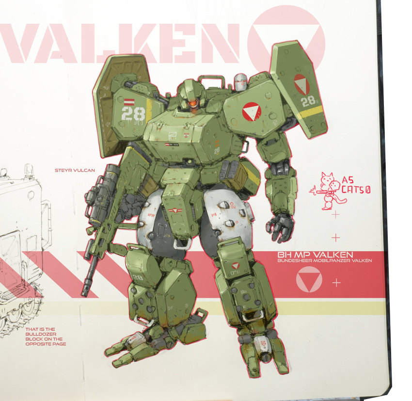 absurdres, assault_suits_valken, austrian_flag, caterpillar_tracks, character_name, full_body, gun, highres