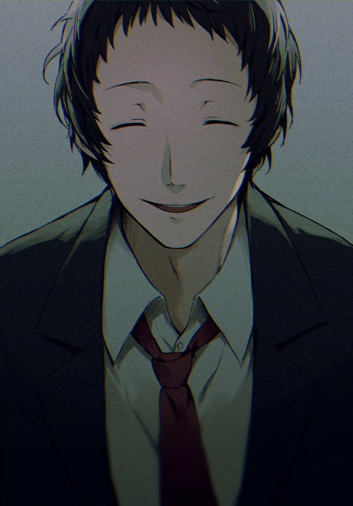 1boy, adachi_tooru, black_hair, black_jacket, closed_eyes, collared_shirt, commentary_request, facing_viewer