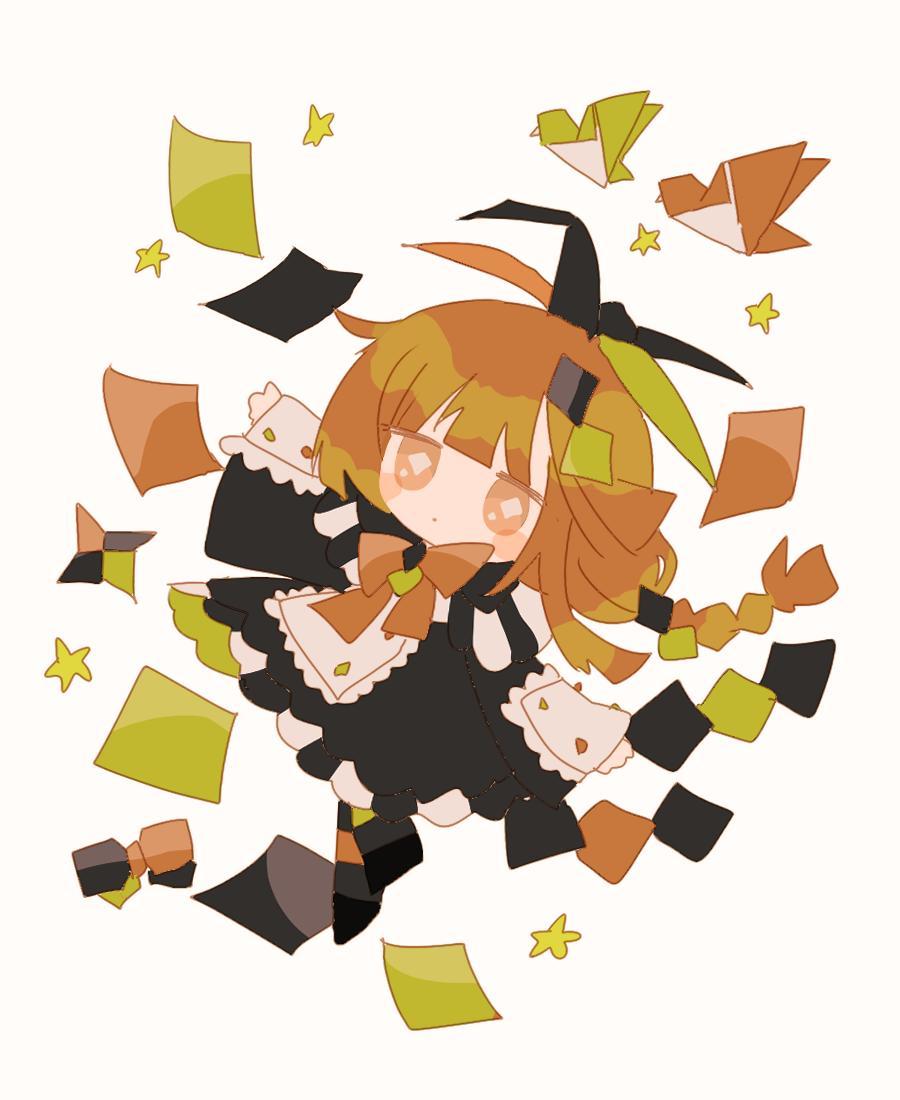 1girl, black_dress, black_footwear, black_pantyhose, blush_stickers, braid, bright_pupils, brown_eyes