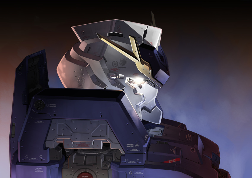 bull-g, from_side, glowing, glowing_eye, gundam, gundam_thunderbolt, highres, mecha