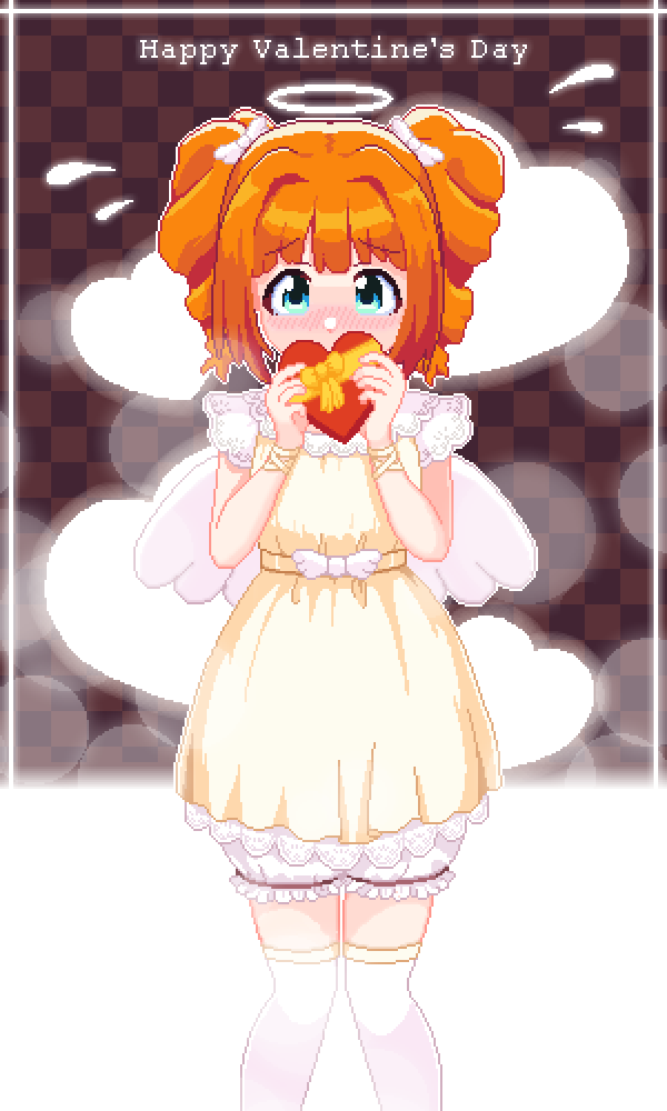 1girl, bare_shoulders, bloomers, blue_eyes, blush, bow, box, breasts