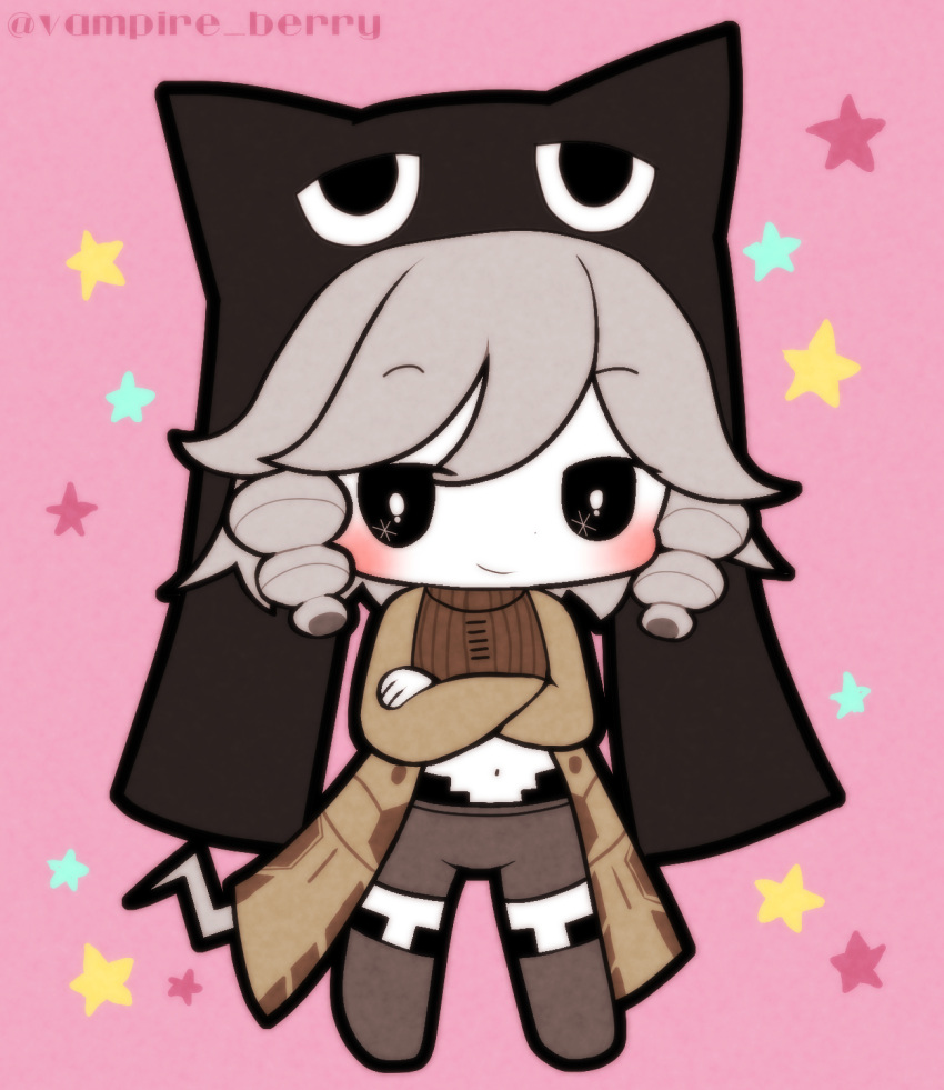 1other, androgynous, animal_ear_headwear, beanie, black_eyes, black_headwear, blush, boots