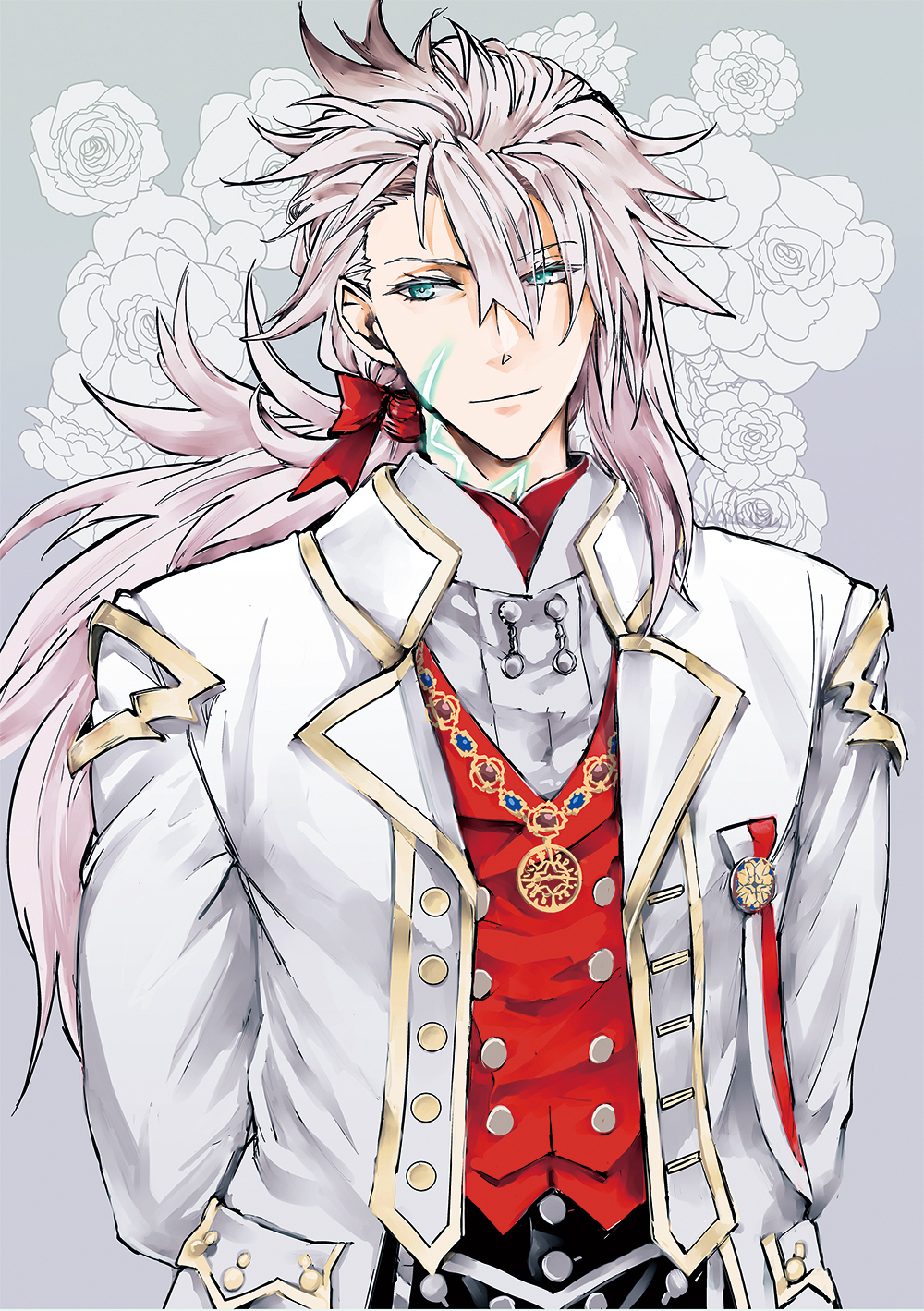 1boy, armor, arms_behind_back, bishounen, costume_request, dark-skinned_male, dark_skin, fate/grand_order