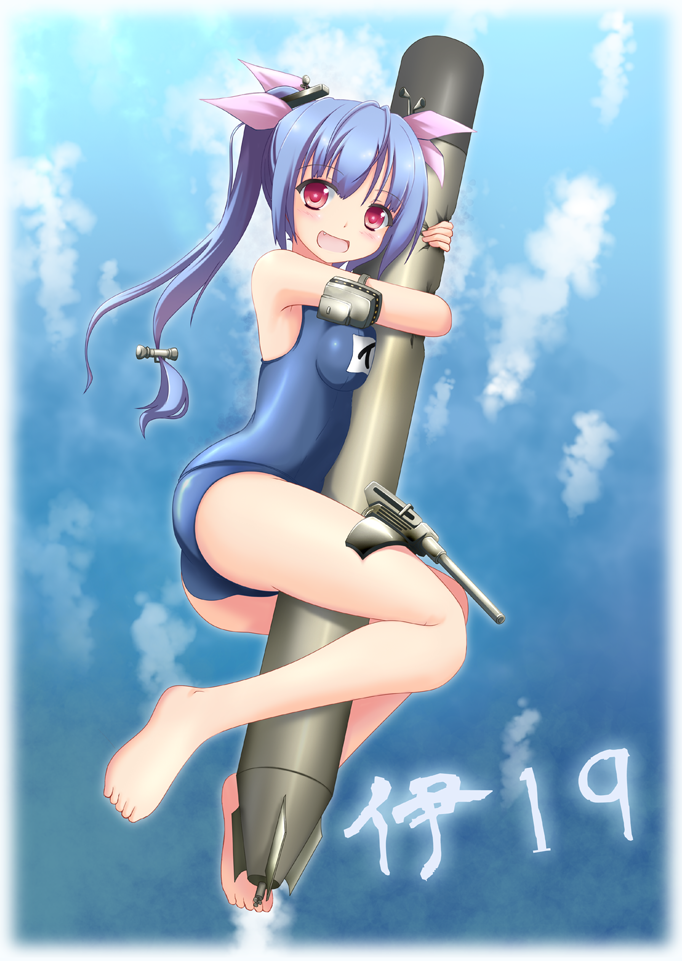 1girl, bare_shoulders, barefoot, blue_hair, breasts, cat_and_rabbit, crushing, hair_ribbon
