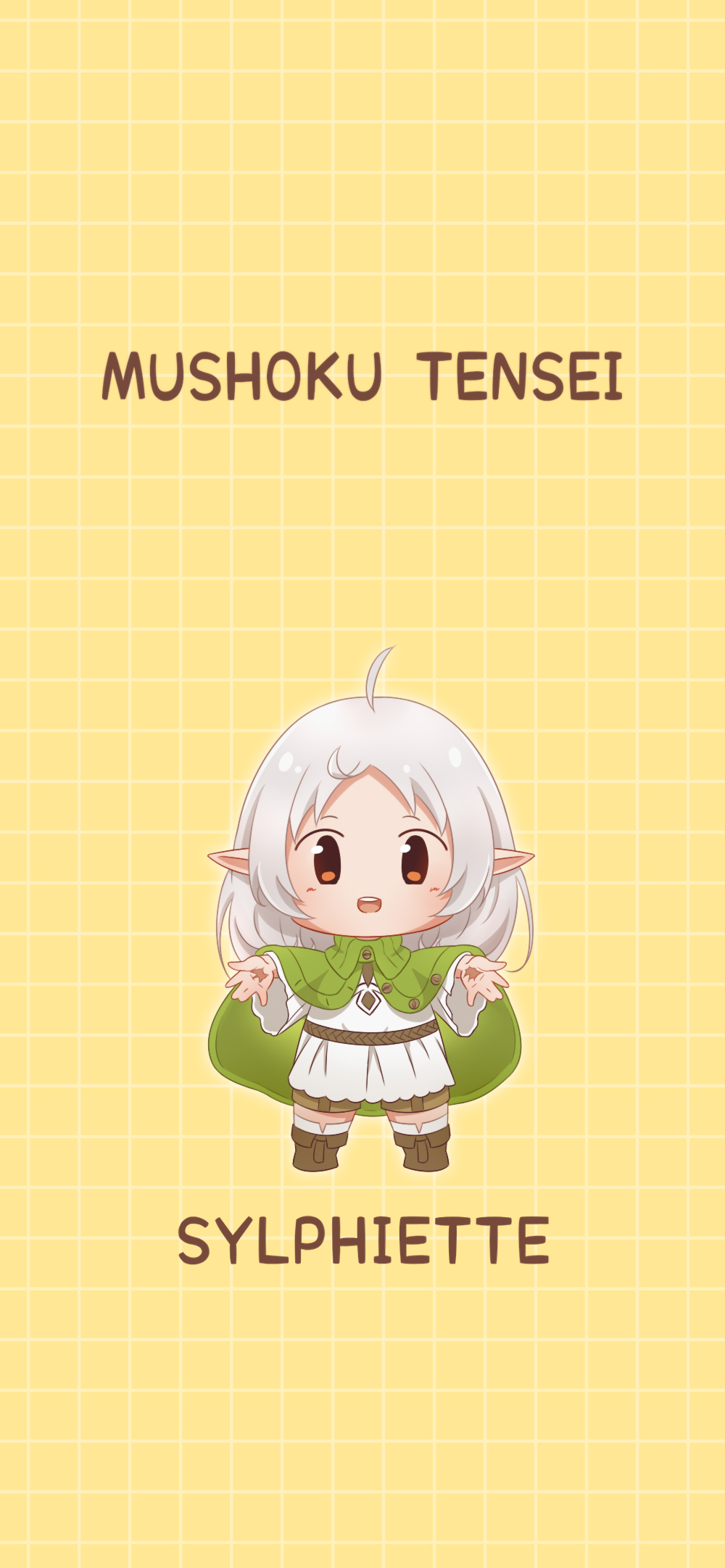 1girl, aria_404, brown_footwear, capelet, character_name, chibi, copyright_name, dress