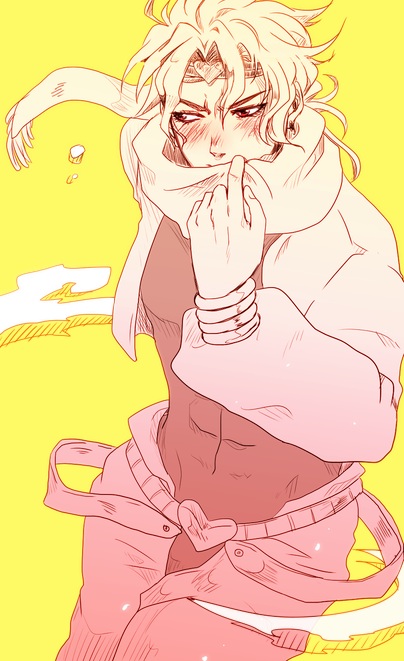 5533, blush, dio_brando, jojo_no_kimyou_na_bouken, male, monochrome, scarf, solo