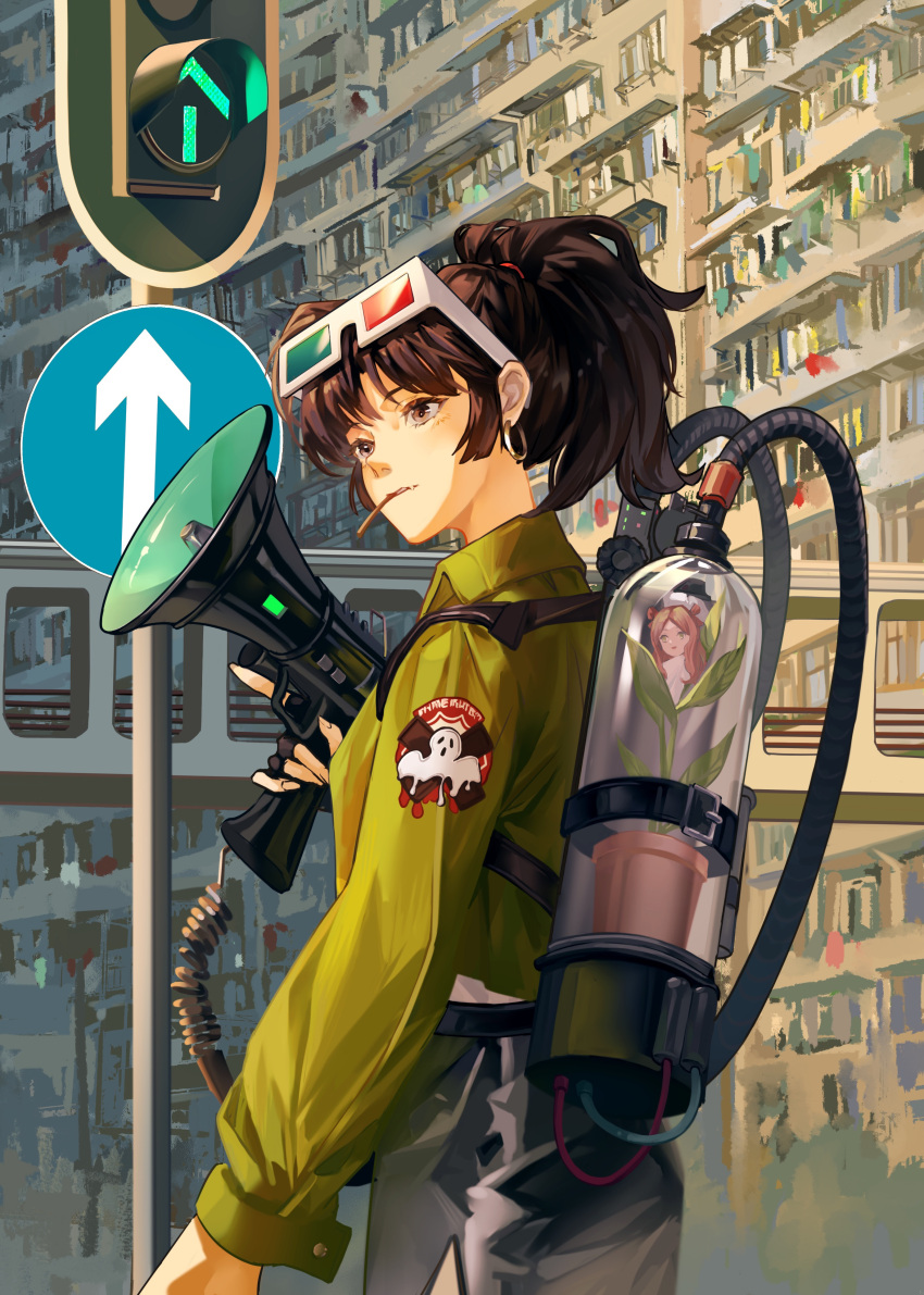 1girl, 3d_glasses, absurdres, alraune, an-an_lee, apartment, backpack, bag