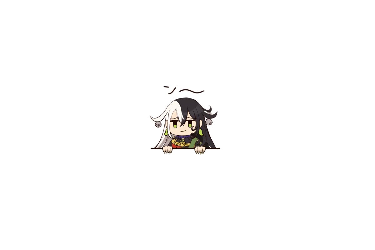 1boy, :/, ashiya_douman_(fate), asymmetrical_hair, black_eyes, black_hair, chibi, curly_hair
