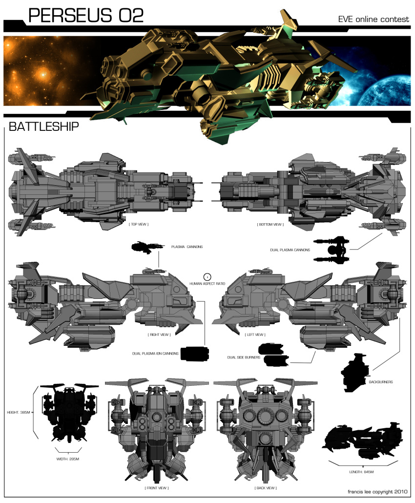 3d, absurdres, battleship_(eve_online), blueprint_(medium), cannon, commentary, concept_art, copyright_name