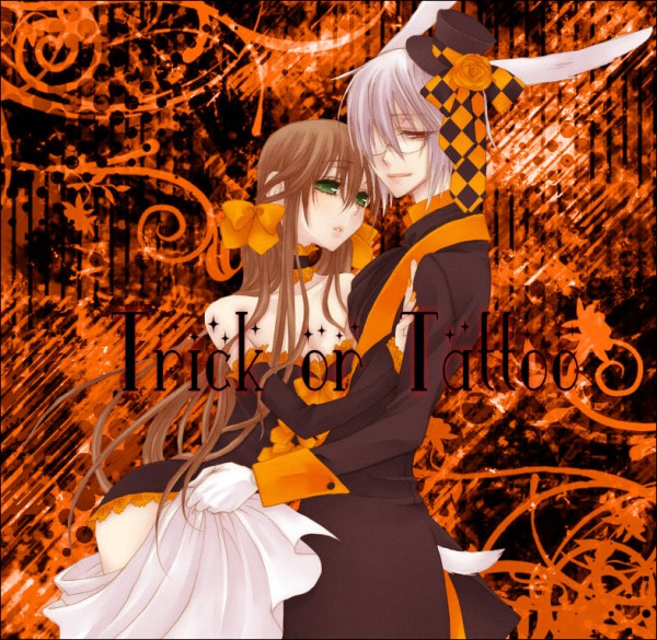 alice(wonderland), alice_in_wonderland, animal_ears, bow, bunny_ears, choker, cleavage, couple