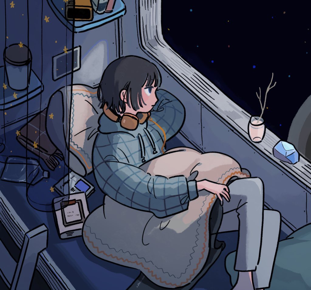 1girl, black_eyes, black_hair, blue_hoodie, book, closed_mouth, commentary_request, expressionless