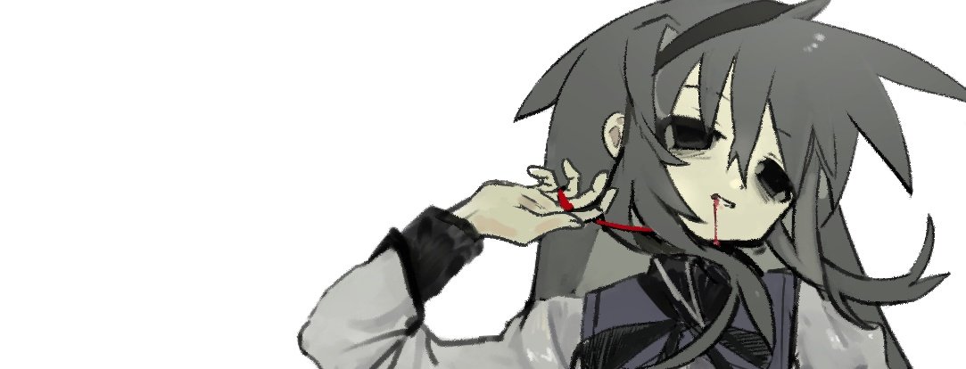 1girl, akemi_homura, bags_under_eyes, black_eyes, black_hair, black_hairband, black_ribbon, blood