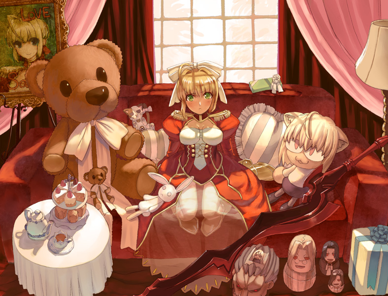 aestus_estus, bersercar, berserker, cake, couch, cup, elesia, epaulettes