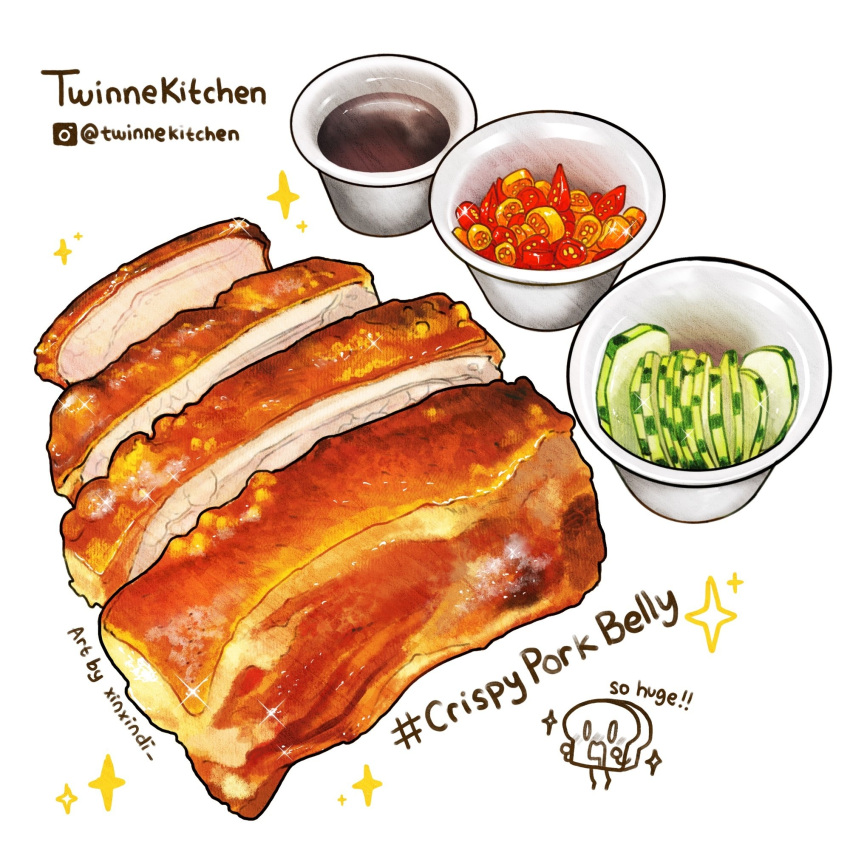 artist_name, cucumber, cucumber_slice, cup, english_text, food, food_focus, highres