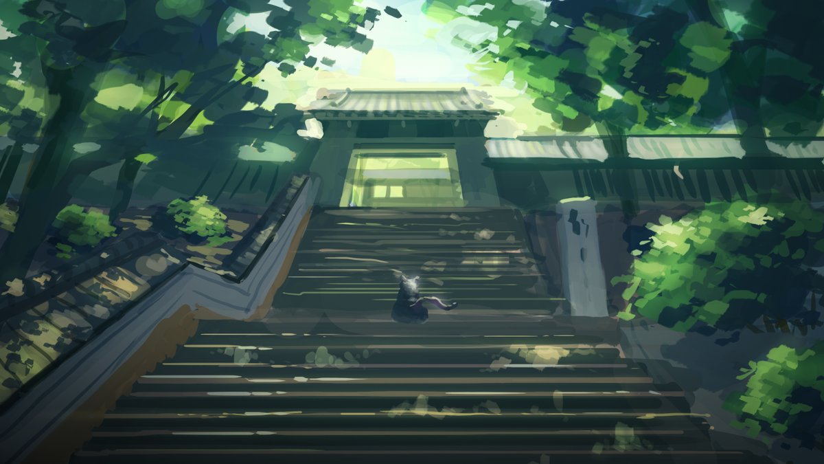 animal, architecture, bush, cat, day, east_asian_architecture, entrance, gate