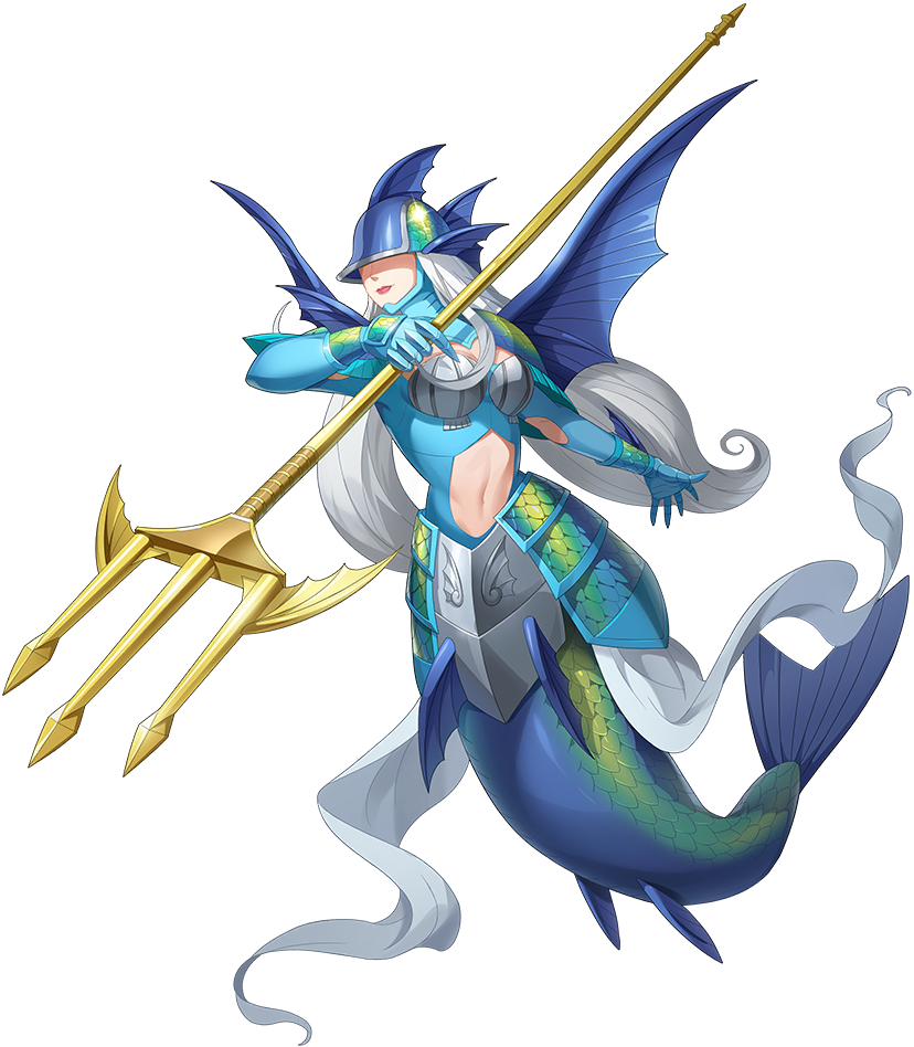 1girl, ancientmermaimon, covered_eyes, digimon, digimon_(creature), fins, helmet_over_eyes, holding
