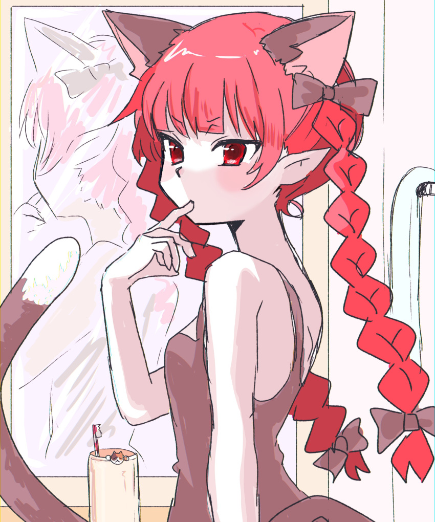 1girl, absurdres, alternate_costume, animal_ears, black_bow, blunt_bangs, bow, braid