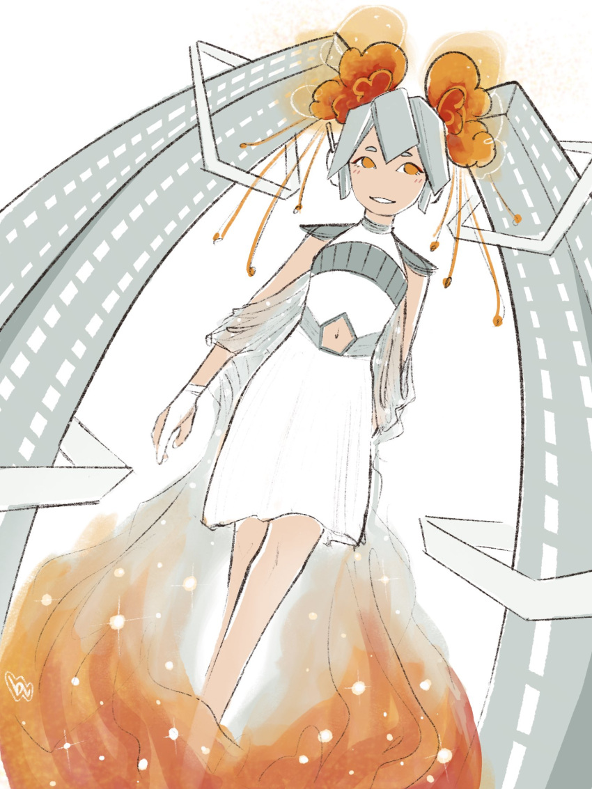 1girl, 9/11, bandaged_hand, bandages, beesqo, clothing_cutout, dress, english_commentary