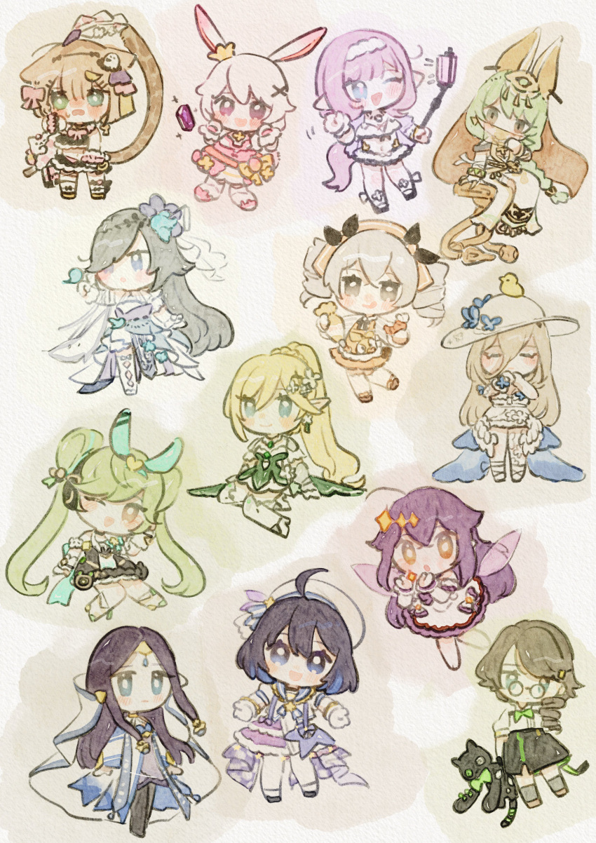 6+girls, absurdres, ahoge, ai-chan_(chrono_navi)_(honkai_impact), ai-chan_(honkai_impact), alternate_costume, animal, animal_ears