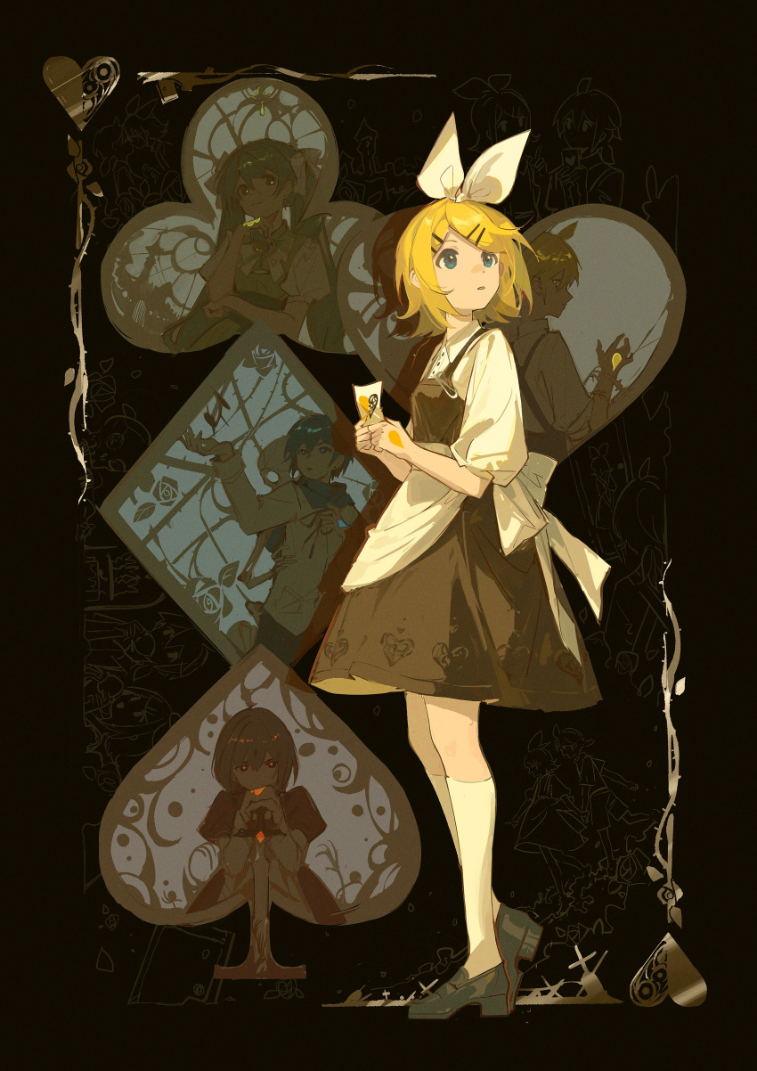2boys, 3girls, absurdres, ace_(playing_card), ace_of_clubs, ace_of_diamonds, ace_of_hearts, ace_of_spades