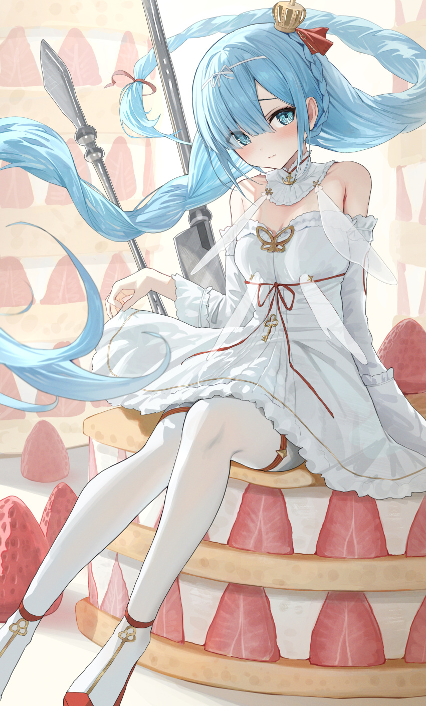 1girl, absurdres, anchor_ornament, azur_lane, bare_shoulders, blue_eyes, blue_hair, bow