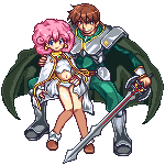 lowres, midriff, navel, niino, pink_hair, pixel_art, rance, rance_(series), sill_plain, sprites, sword, transparent_background, weapon