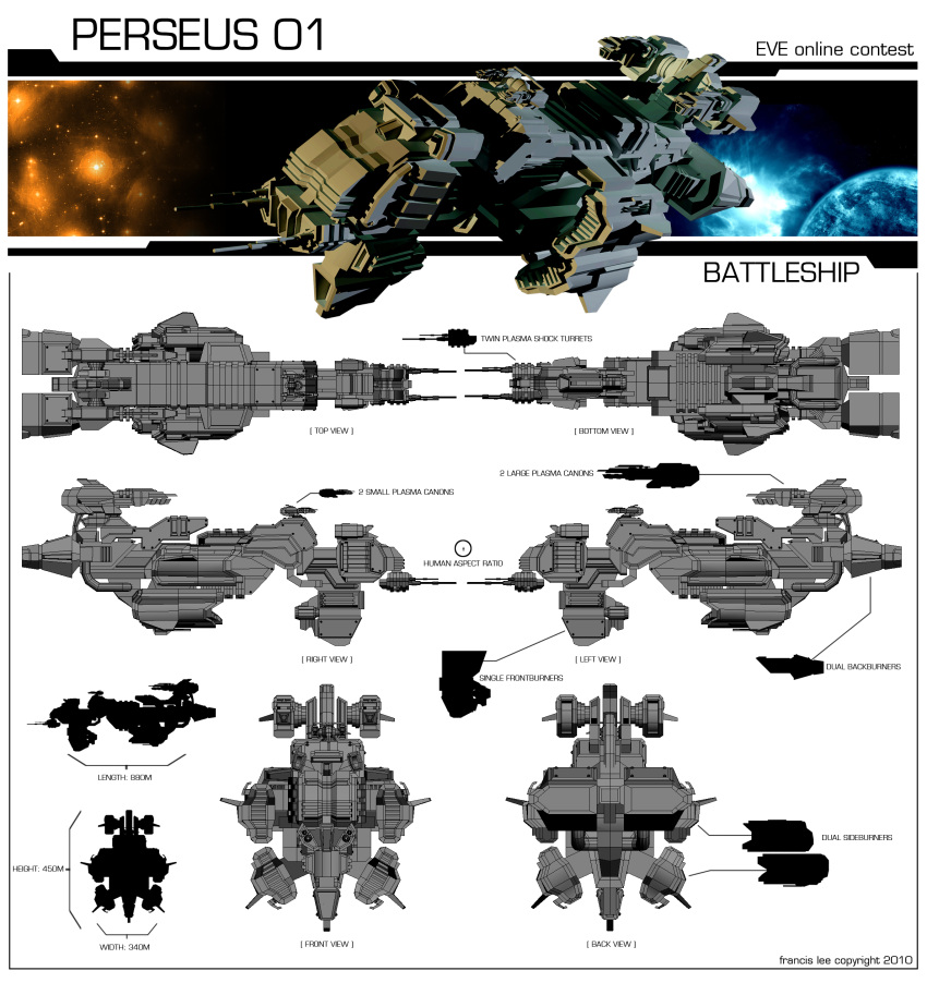 3d, absurdres, battleship_(eve_online), blueprint_(medium), cannon, commentary, concept_art, copyright_name