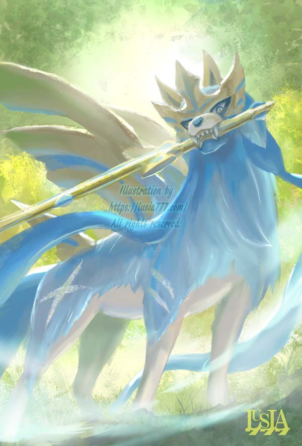 alternate_color, animal_focus, artist_name, dog, holding, holding_sword, holding_weapon, mouth_hold