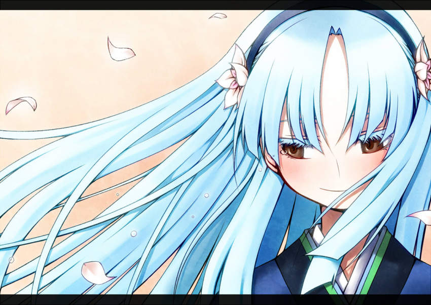 brown_eyes, colored_eyelashes, eyelashes, flower, hair_flower, hair_ornament, hairband, kurotsuki_nanai