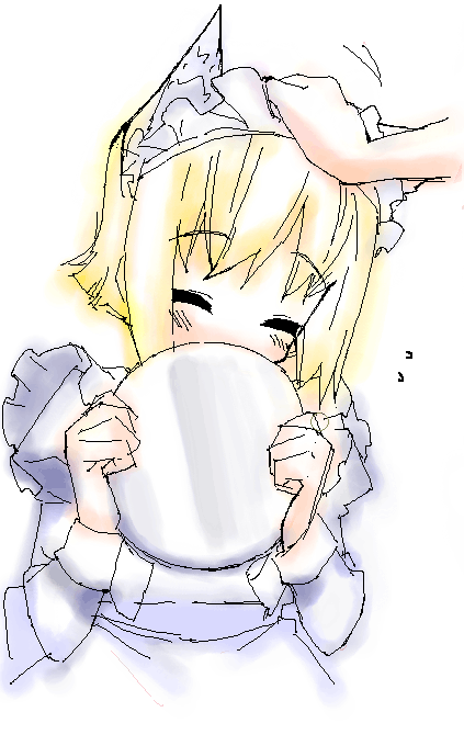 apron, blonde_hair, blush, cat_ears, catgirl, maid, maid_headdress, nekomimi