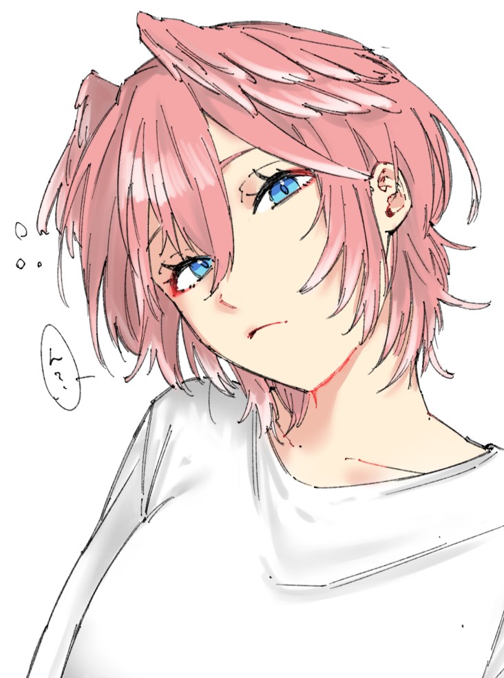 1girl, alternate_costume, blue_eyes, breasts, casual, closed_mouth, commentary, eyelashes
