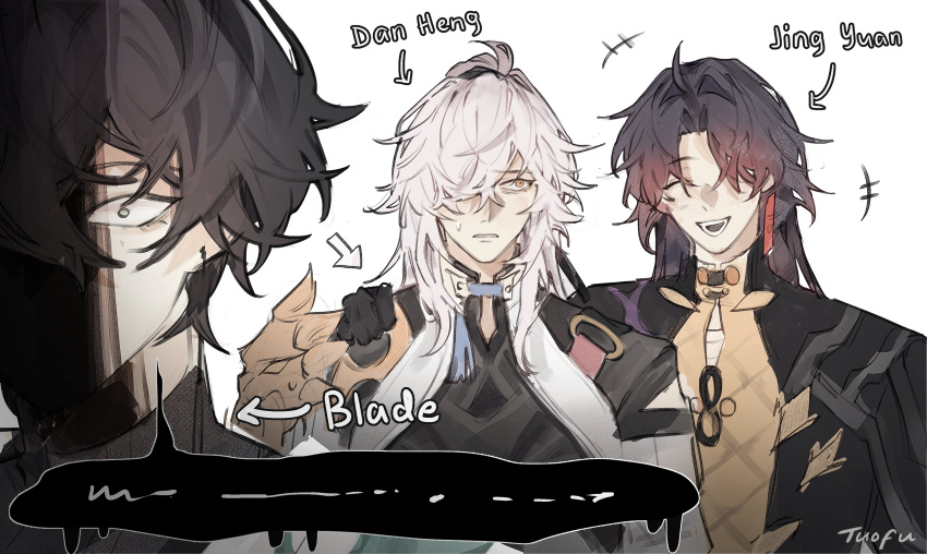 ..., ^_^, absurdres, ahoge, alternate_universe, armor, arrow_(symbol), black_gloves