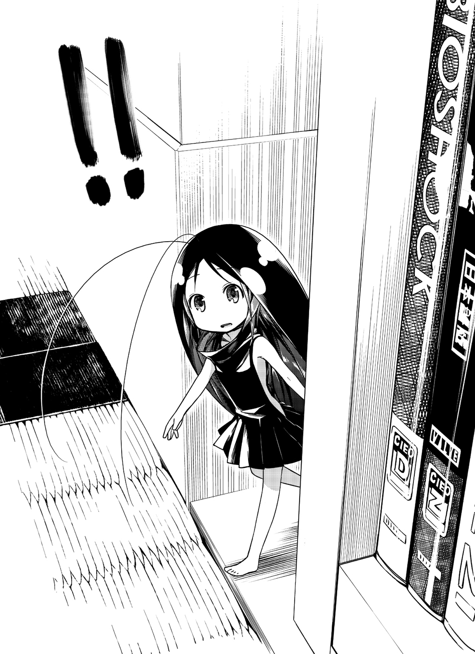 antenna_hair, barefoot, cockroach, cover, cover_page, dress, gokicha, gokicha_(character), highres, insect, long_hair, minigirl, monochrome, original, panko_(artist), personification, rui_tamachi, solo, surprise, surprised, very_long_hair