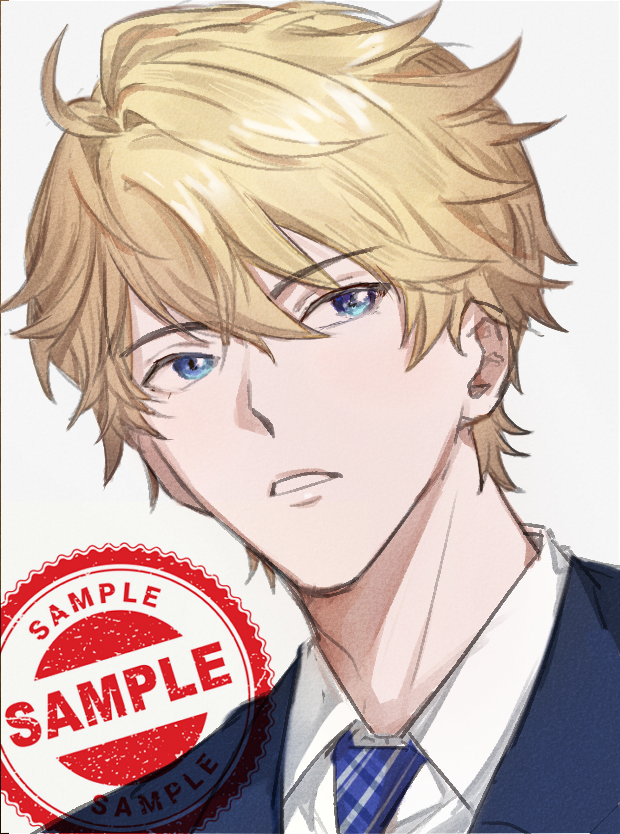 1boy, blonde_hair, blue_eyes, collared_shirt, commentary, formal, gepard_landau, honkai:_star_rail