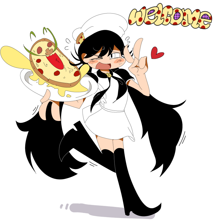 >_o, 1girl, absurdres, black_eyes, black_footwear, black_hair, black_neckerchief, black_sleeves