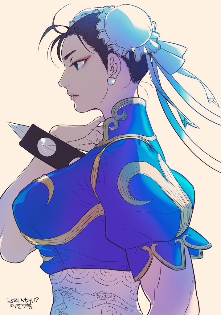 bracelet, capcom, chinese_clothes, chun-li, double_bun, eyeshadow, hair_bun, hair_ribbon