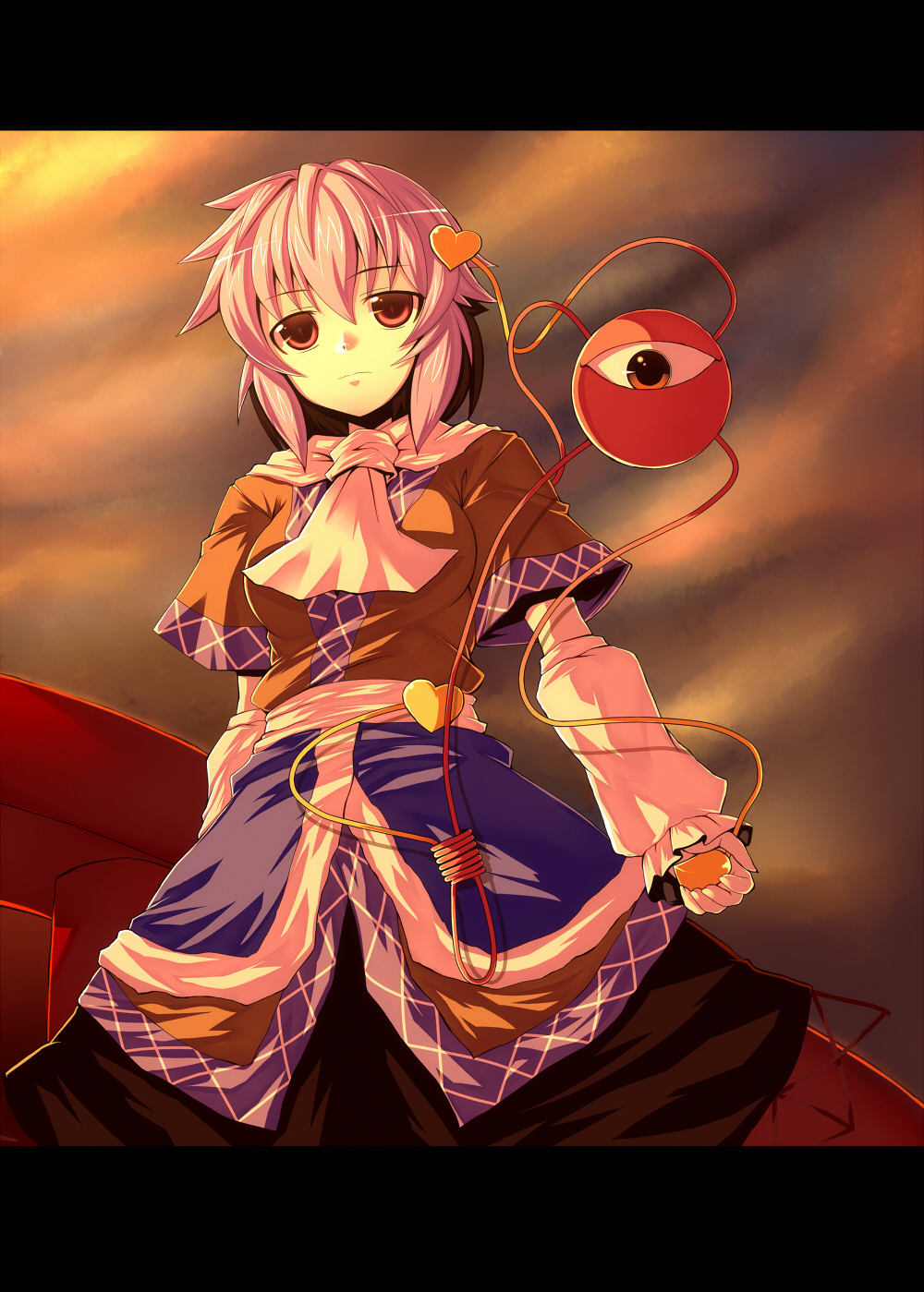 eyes, highres, komeiji_satori, letterboxed, mizuhashi_parsee, mizuhashi_parsee_(cosplay), purple_hair, red_eyes