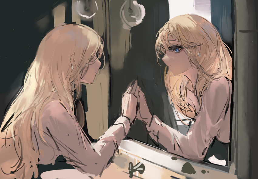 absurdres, aurore_lee, blonde_hair, blue_eyes, chinese_commentary, circle_of_inevitability, commentary_request, day
