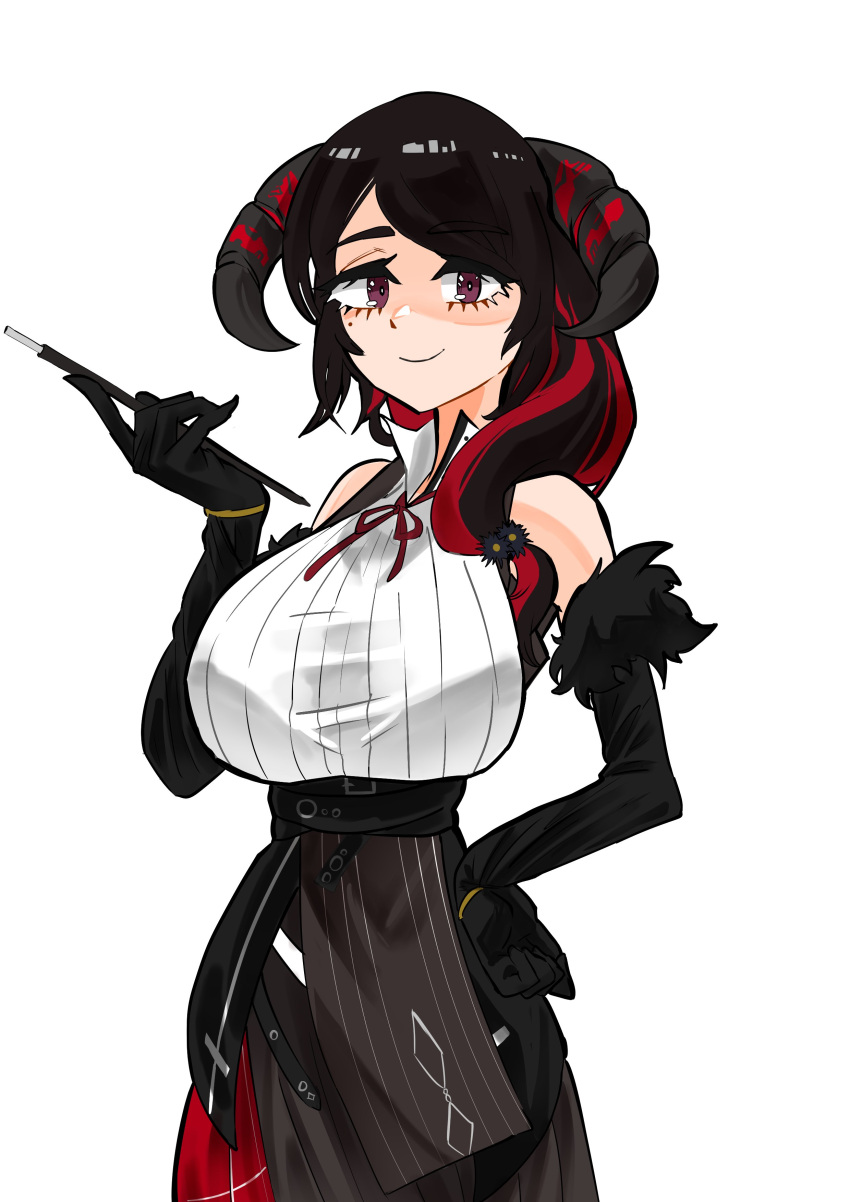 absurdres, black_hair, braid, breasts, colored_inner_hair, demon_horns, highres, hololive