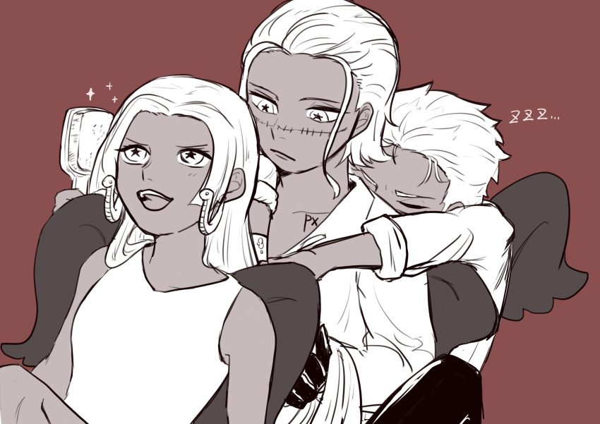 1girl, 2boys, absurdres, androgynous, angel_wings, bare_arms, bare_legs, bare_shoulders