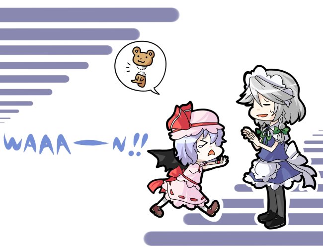 >_<, 2girls, :3, bat_wings, blue_hair, braid, broken, chibi