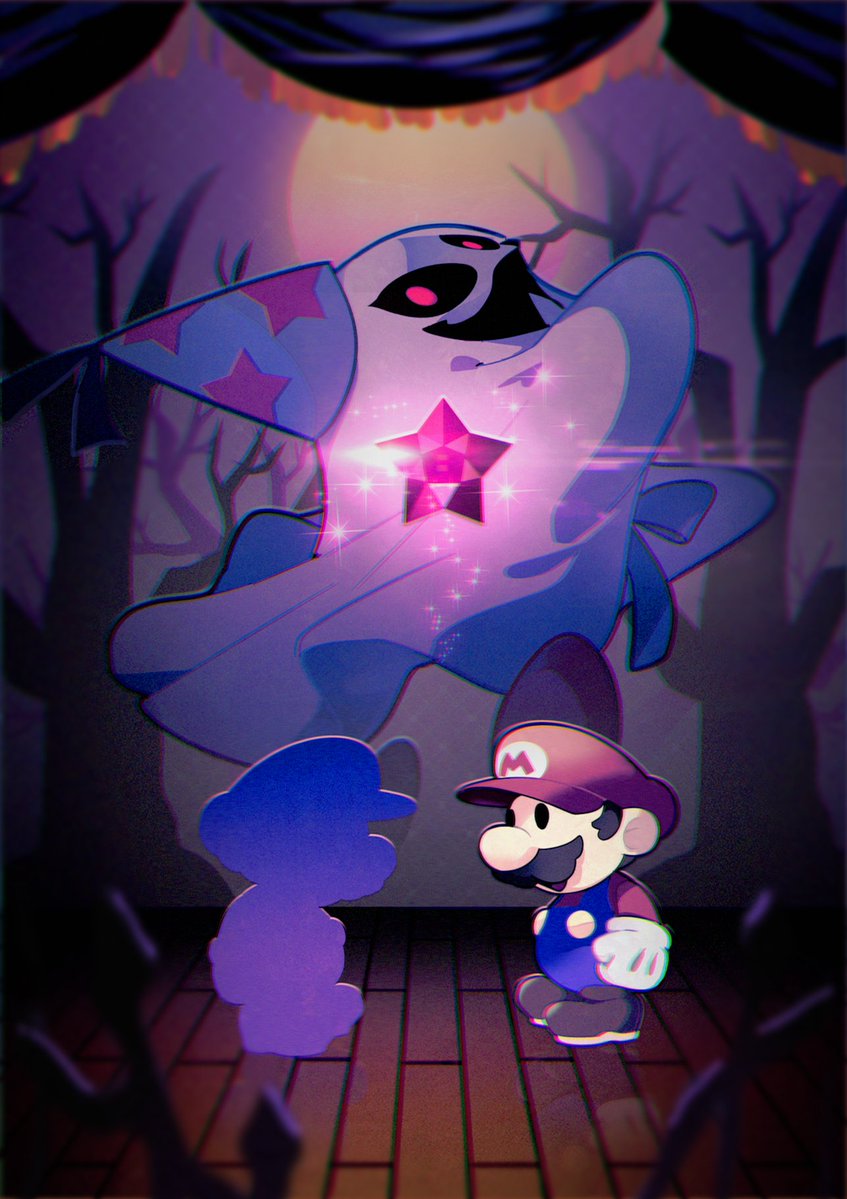 2boys, black_sclera, blue_overalls, brown_footwear, colored_sclera, doopliss, facial_hair, gloves