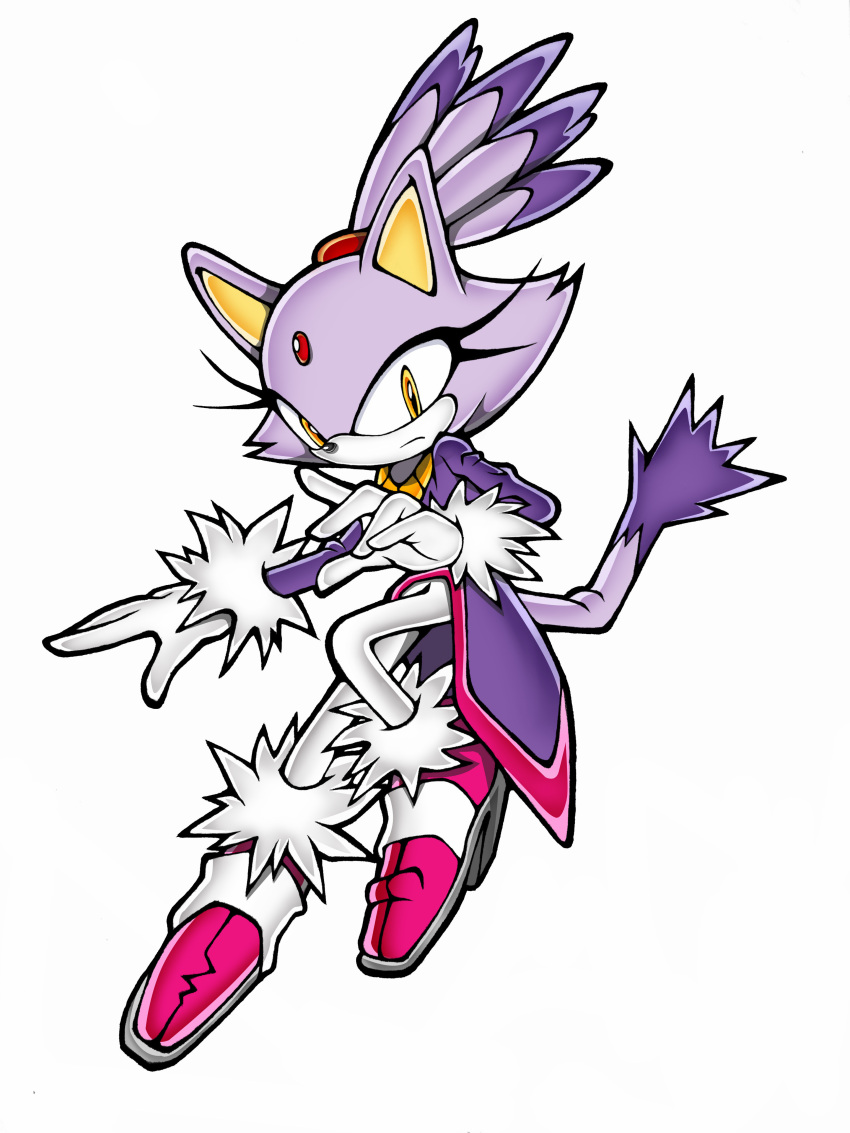 1girl, absurdres, animal_ears, blaze_the_cat, cat_ears, cat_girl, cat_tail, eyelashes