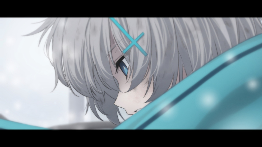 1girl, aged_down, amnesia, blue_archive, blue_eyes, blue_scarf, blurry, bruise