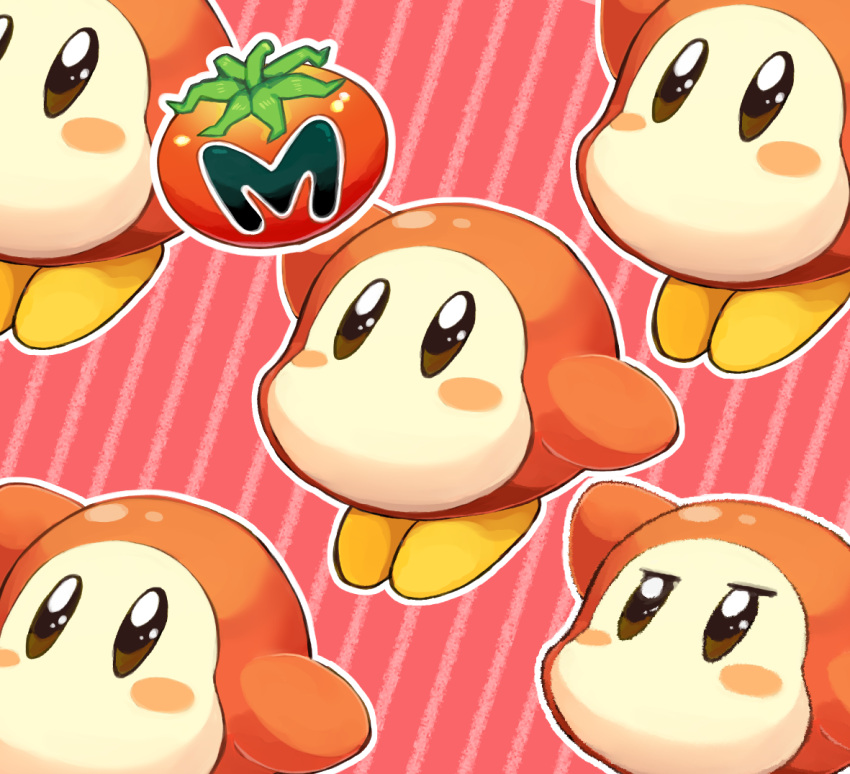 blush_stickers, commentary_request, food, holding, holding_food, kirby_(series), maxim_tomato, mikeli_li_(artist)