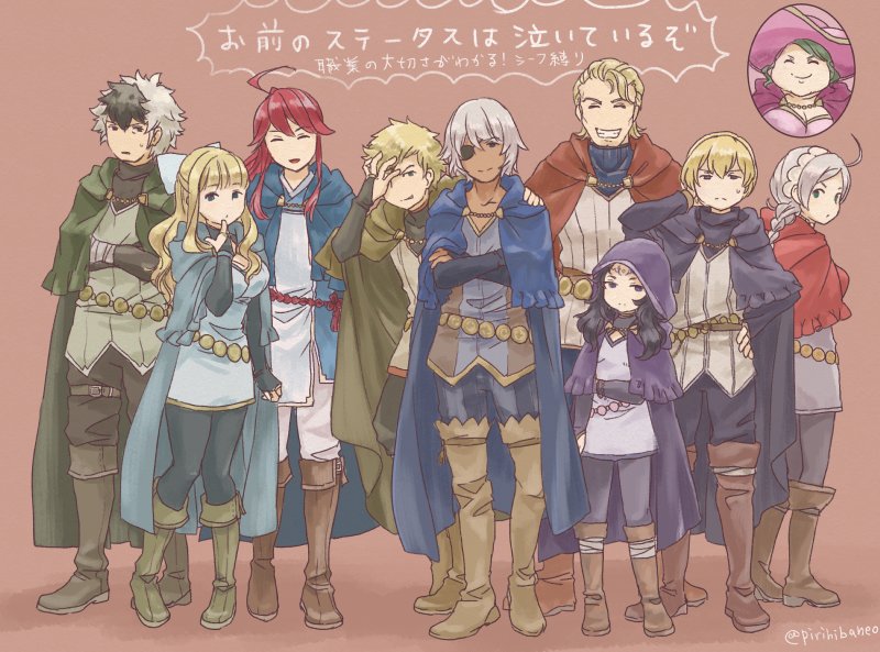 4girls, 6+boys, ahoge, alternate_costume, arthur_(fire_emblem_fates), black_hair, blonde_hair, boots