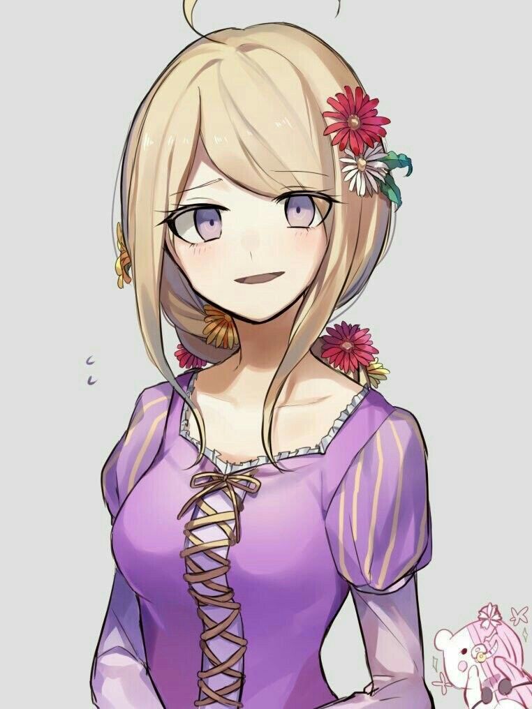 1girl, ahoge, akamatsu_kaede, alternate_costume, bad_id, bad_pixiv_id, bear, black_bra