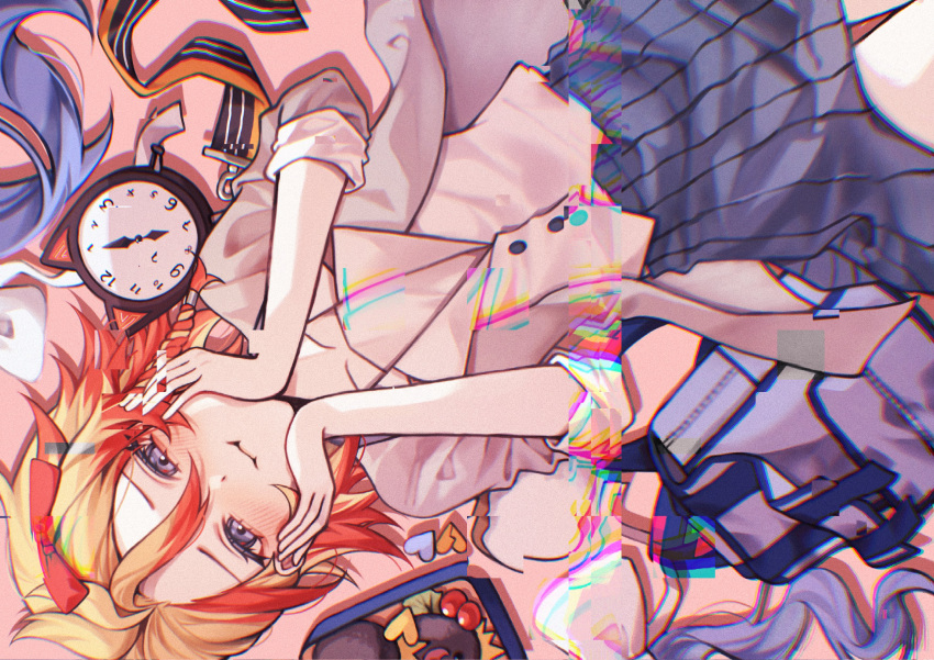 absurdres, alarm_clock, alternate_costume, axel_syrios, axelotl_(axel_syrios), backpack, bag, blonde_hair