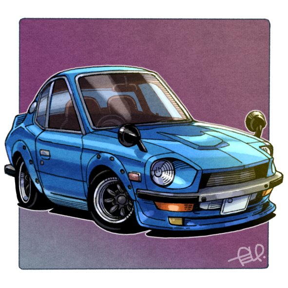 border, car, chibi, datsun, datsun_240z, devil_z, motor_vehicle, nissan